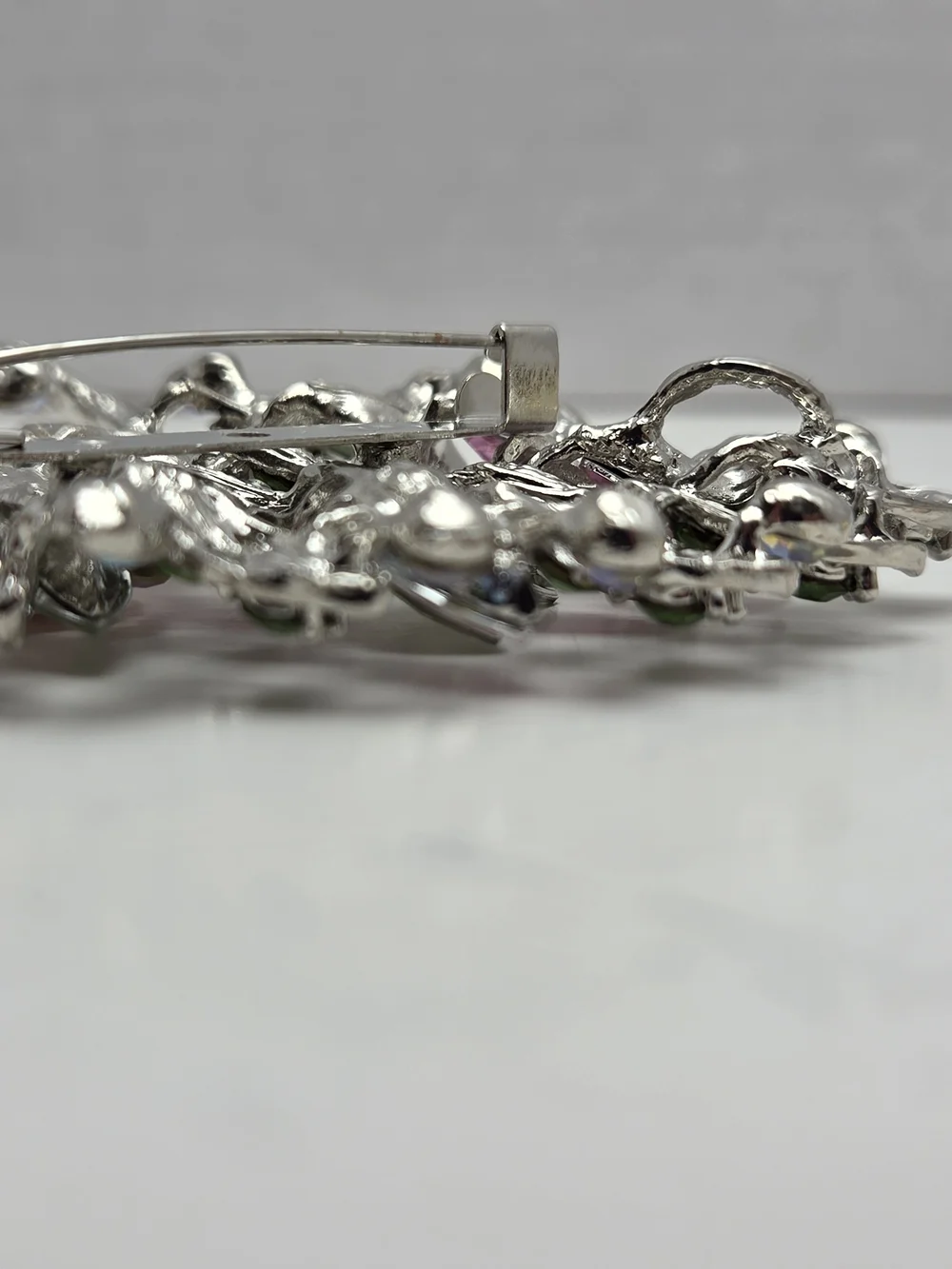 Large 4.5” Pink Blue Brooch‑Pendant + Bow Pearl Brooch Set